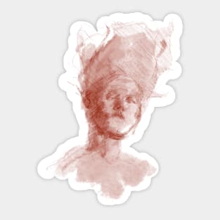 Some red sketch of a portrait Sticker